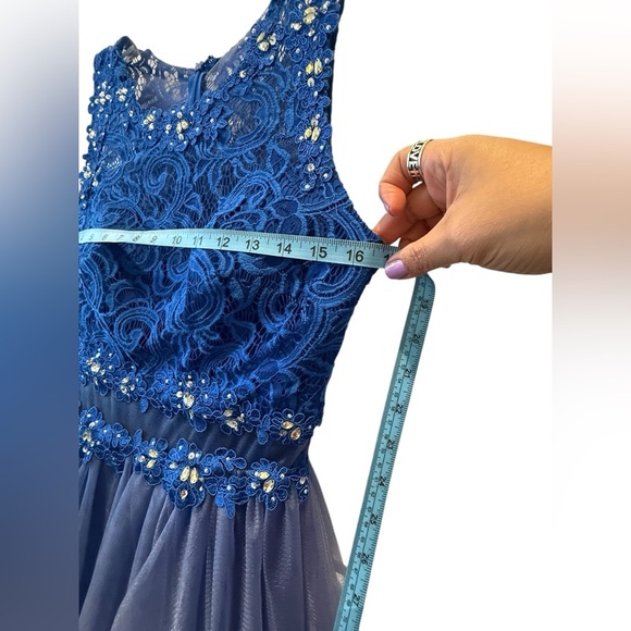 May Queen Couture USA Dress Sequined Prom Formal Cocktail HOCO Size 10 Blue - Picture 6 of 16